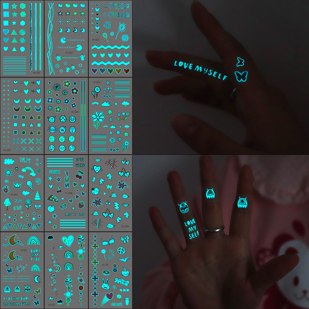 Glow In Dark Stars - Karanlıkta Parlayan Dövme Çıkartmaları 12 Adet