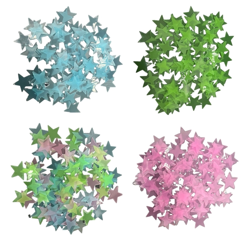 Glow In Dark Stars - 100 Paketi Parlayan 3D Yıldız Etiket