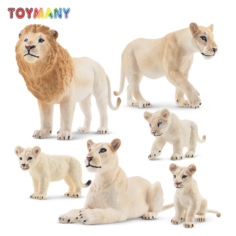 Kids Toys Variety - 6 adet simülasyon beyaz aslan aile