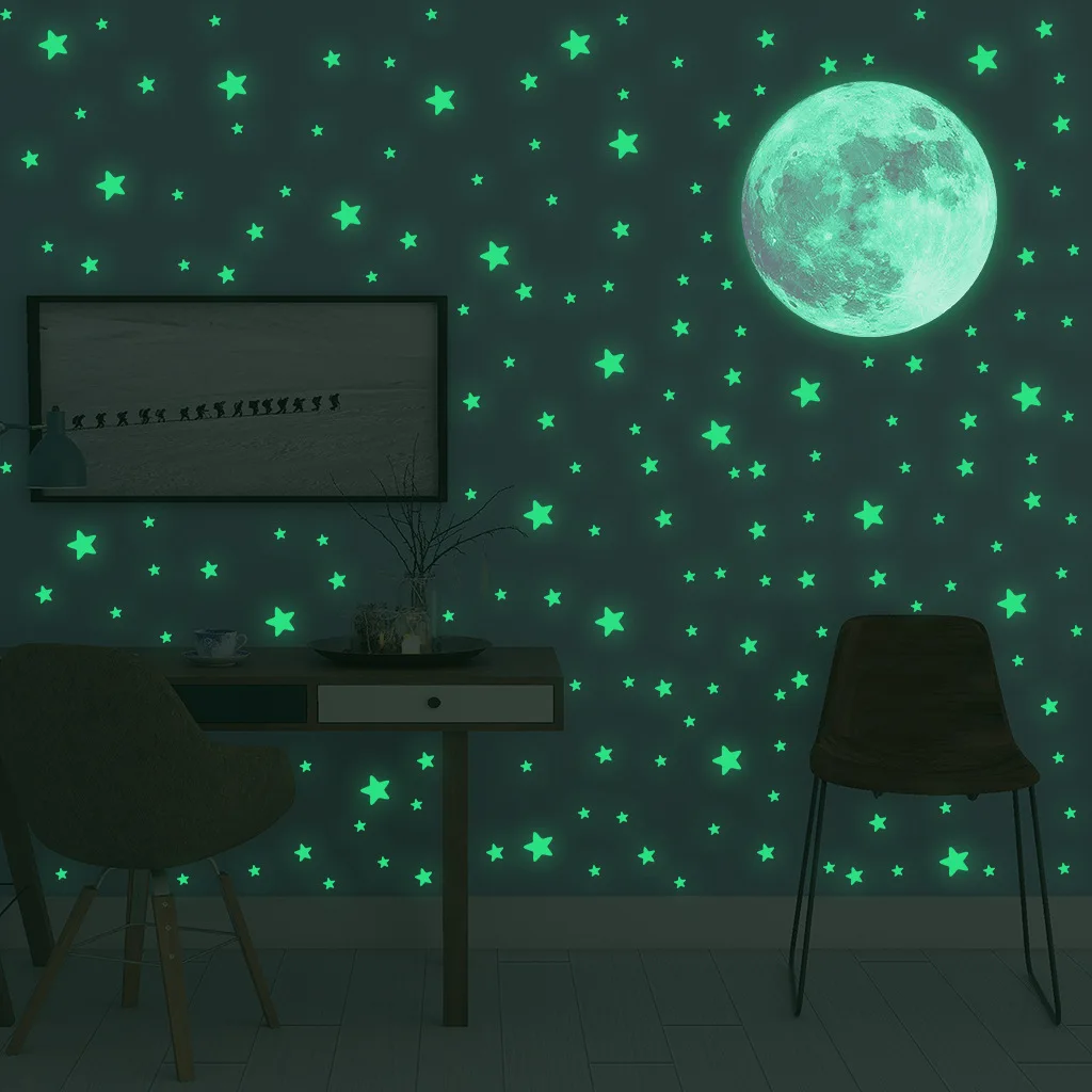 Glow In Dark Stars - Çocuk Odası Yatak Odası Dekorasyonu için