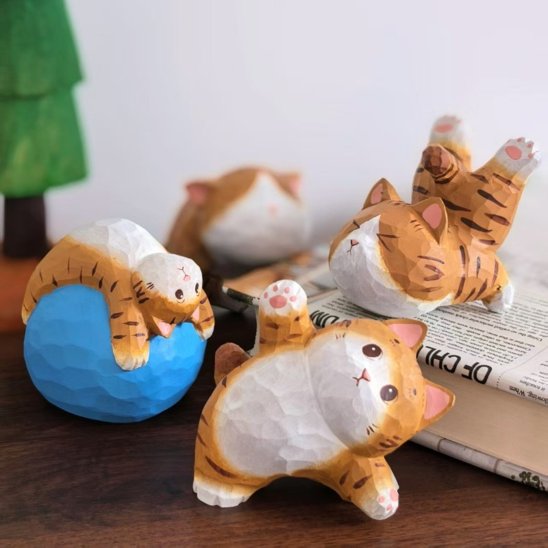 El yapımı Ahşap Kedi Figürü Se - Kids Yoga Toys incelemesi ve fiyatı